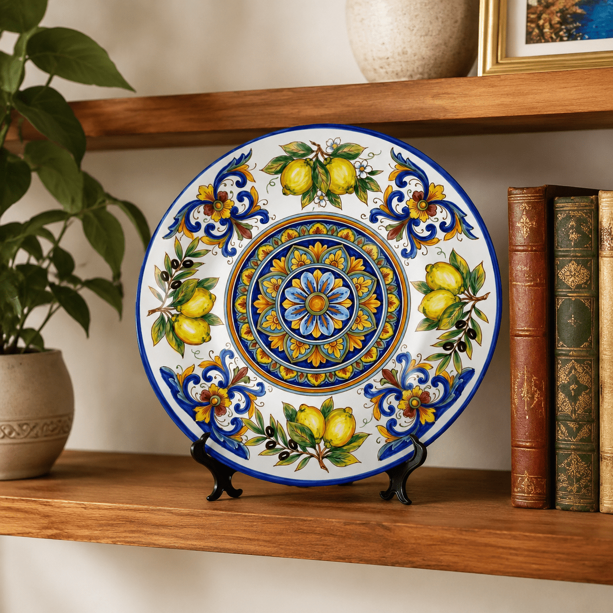 Vibrant Display Plate Inspired by Sicily – Mediterranean Lemon Ceramic Art - Image 3