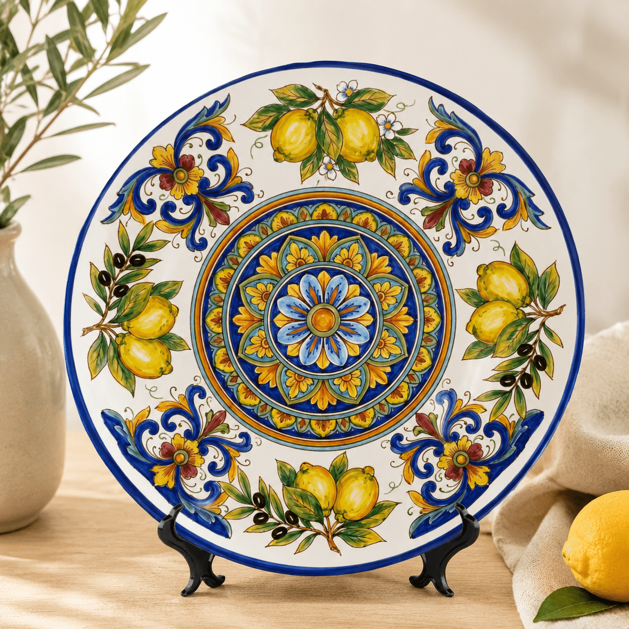 Vibrant Display Plate Inspired by Sicily – Mediterranean Lemon Ceramic Art - Image 12