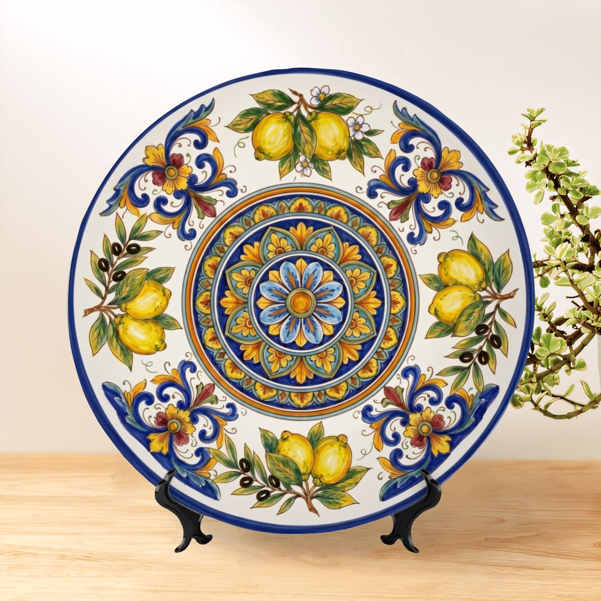 Vibrant Display Plate Inspired by Sicily – Mediterranean Lemon Ceramic Art - Image 2