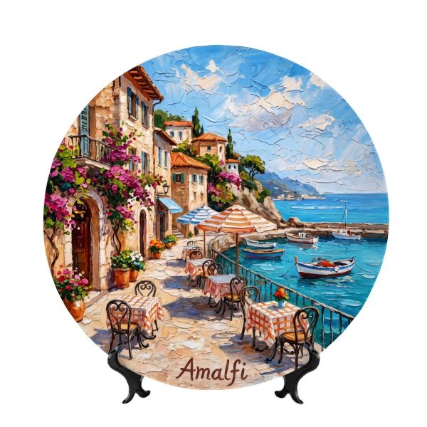 Amalfi Coastal Town Decorative Display Plate, Italian Seaside Village View Table Art Decor copy.png