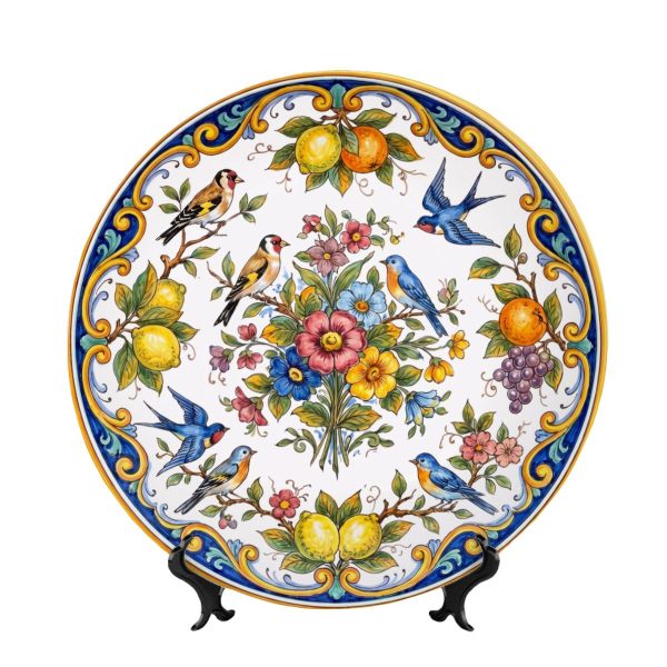 Tuscan Garden Birds and Flowers Display Plate