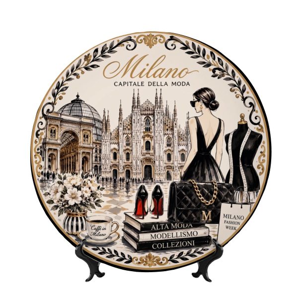 Milan Fashion Display Plate | Elegant Italian Fashion-Inspired Home Décor