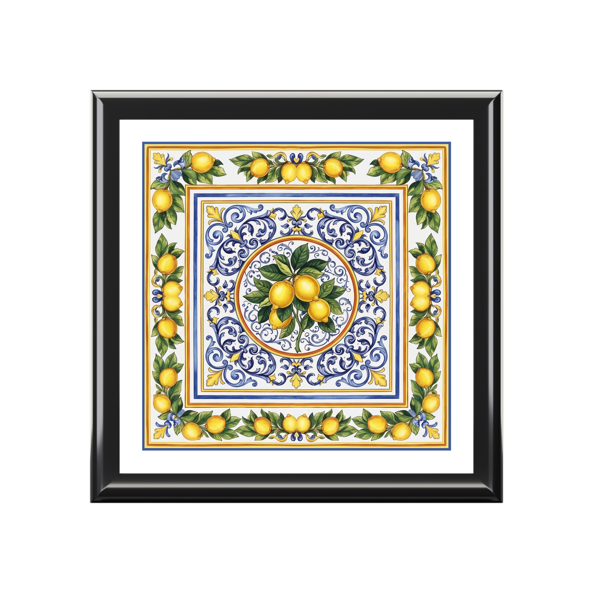 Amalfi Lemon Ceramic Top Jewelry Box Inspired By Coastal Italian Folk Art Keepsake Case