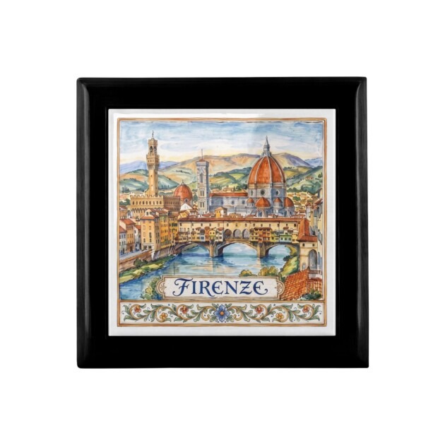 Ceramic Top Jewelry Holder Inspired By Florence Italy Tuscany Art Keepsake Storage Box