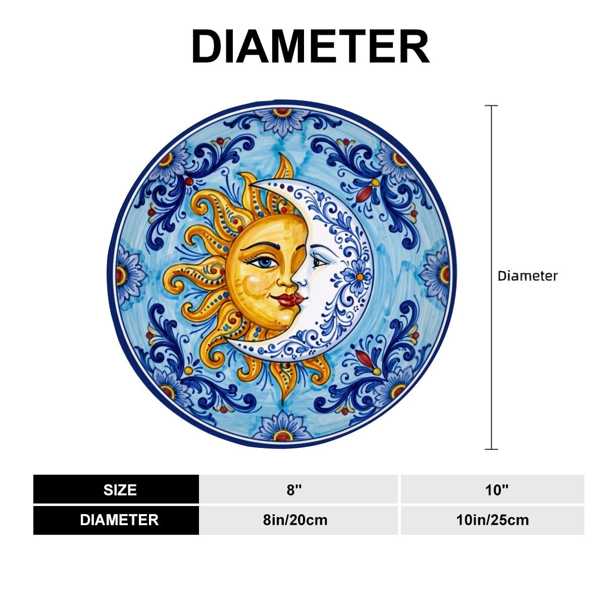 Ceramic Sun And Moon Display Plate Classic Coastal Majolica Art - Image 11