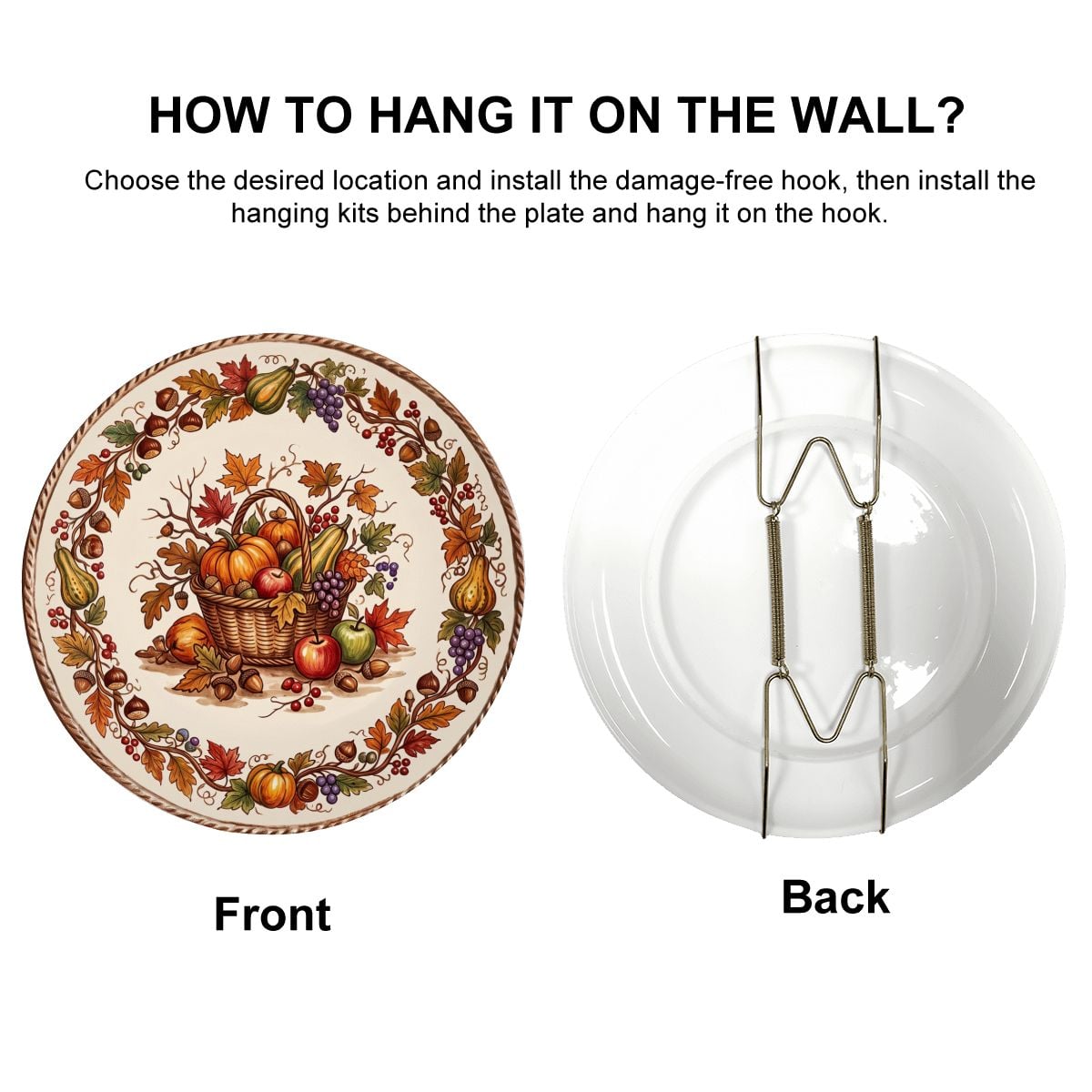 Decorative Plate Tuscan Countryside Ceramic Display Plate Featuring Fruit Basket Motif - Image 16