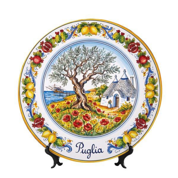 Puglia Display Plate Italian Trullo Olive Tree Decor
