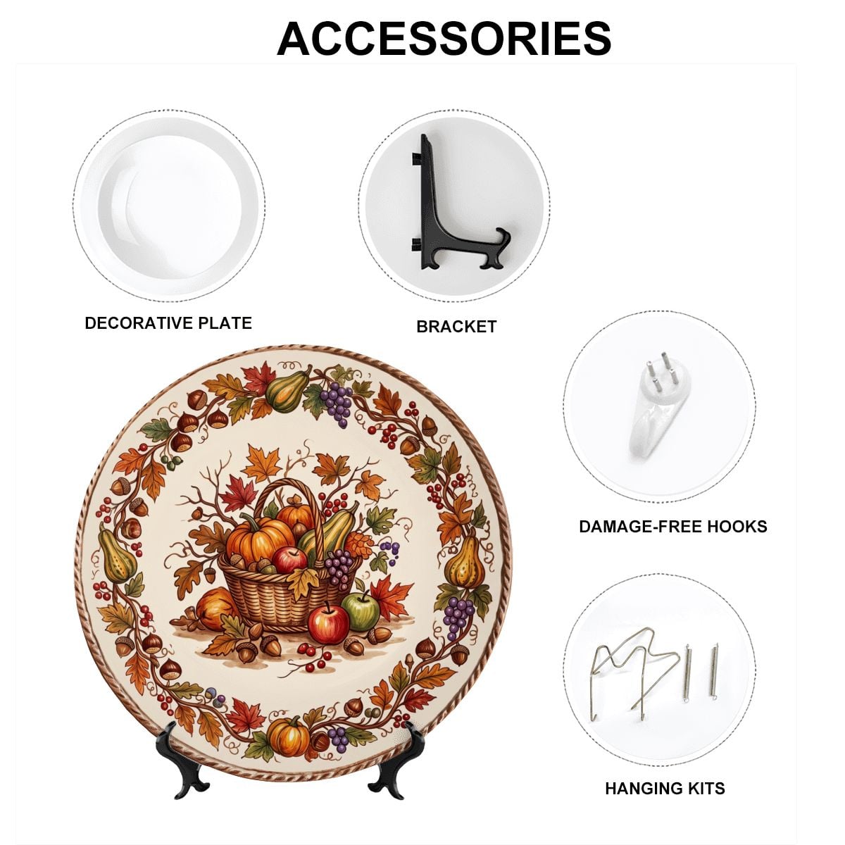 Decorative Plate Tuscan Countryside Ceramic Display Plate Featuring Fruit Basket Motif - Image 15