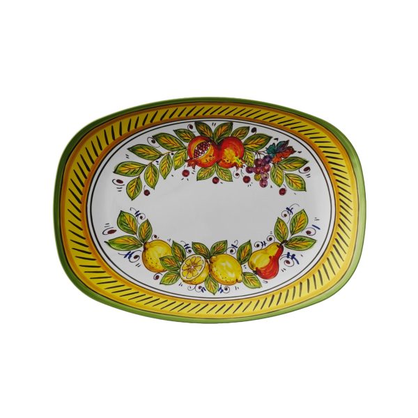 Tuscan Harvest Oval Polymer Tray Inspired By Italian Countryside Ceramic Art Fruit Serving Platter