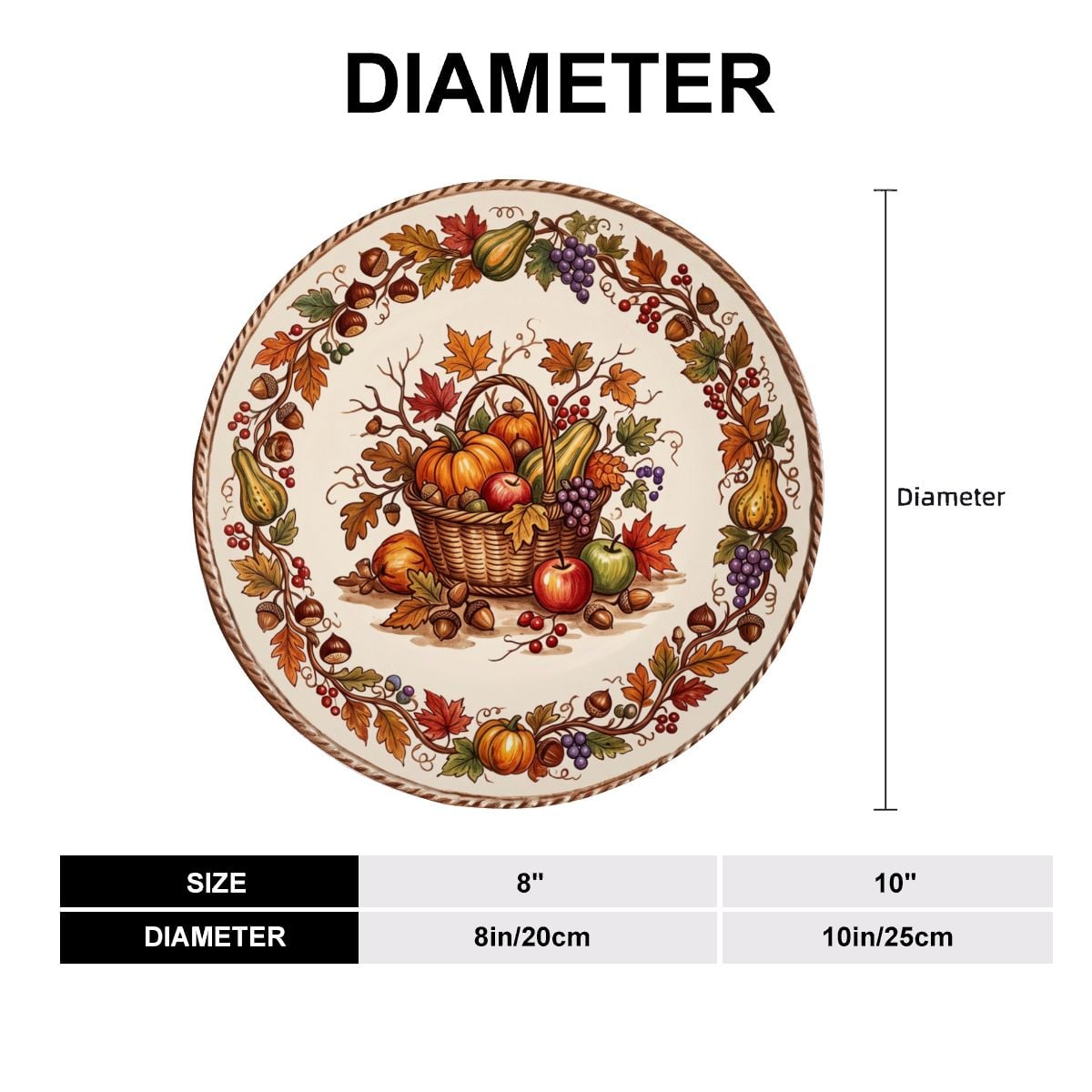 Decorative Plate Tuscan Countryside Ceramic Display Plate Featuring Fruit Basket Motif - Image 17
