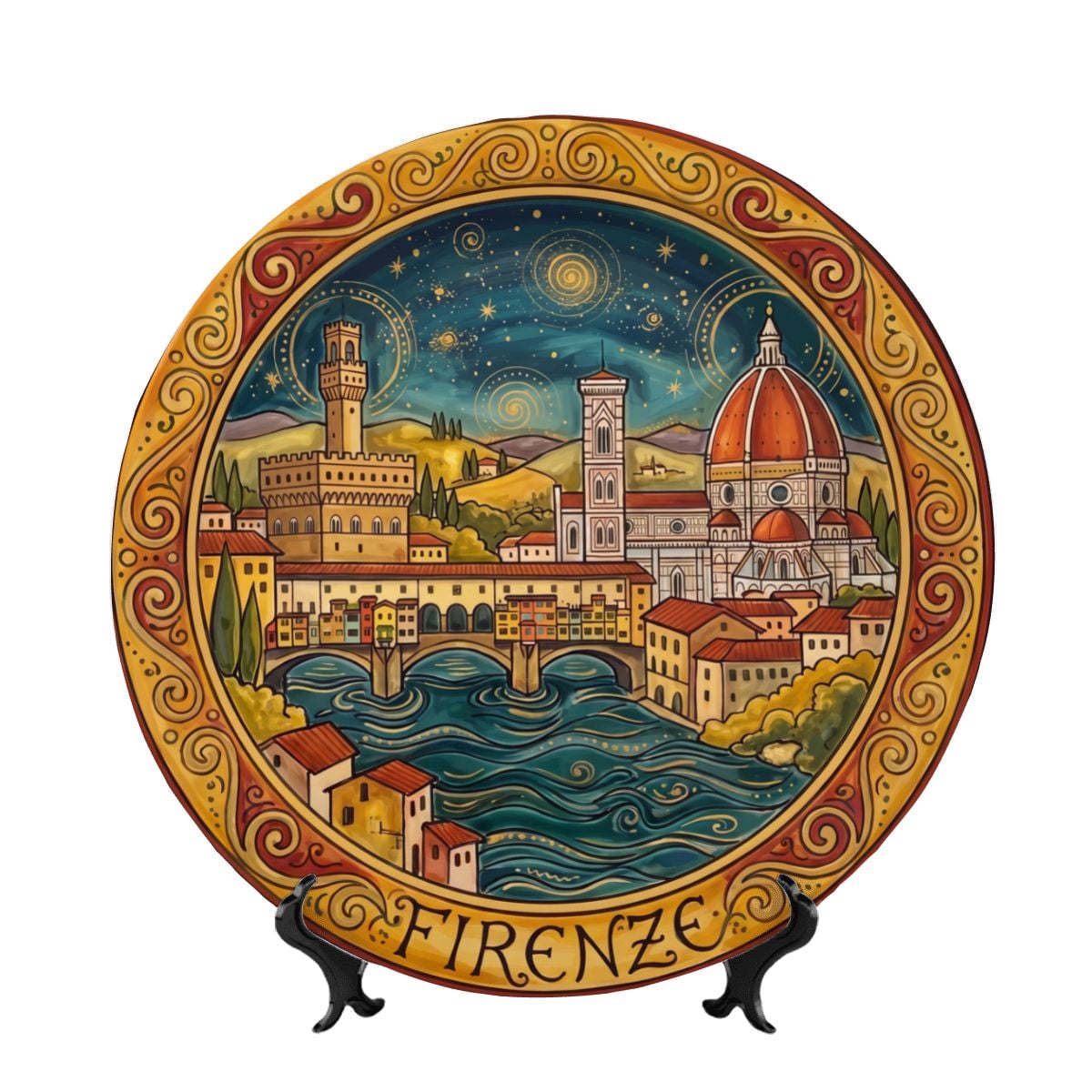 Florence Decorative Display Plate Italian City Skyline Wall Art Tuscan Style Kitchen Home Accent Decor Italy Travel Souvenir Gift