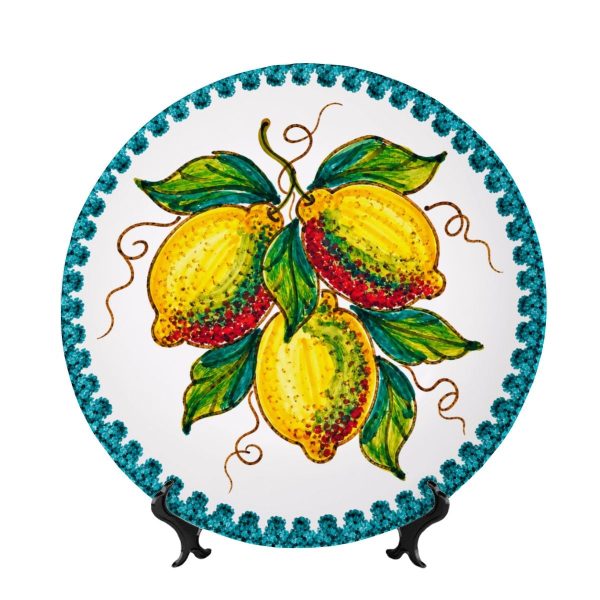 Majolica Inspired Lemon Decorative Plate Citrus Fruit Wall Hanging Home Decor Piece