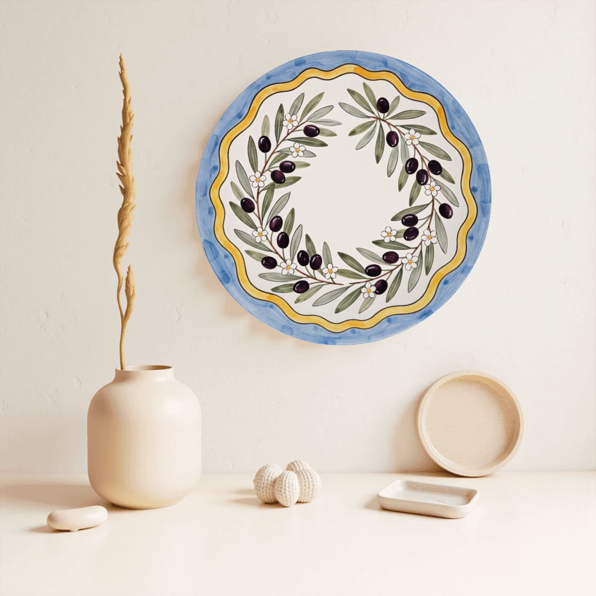 Olive Branch Decorative Display Plate Italian Countryside Aesthetic Tabletop Centerpiece Home Accent - Image 17