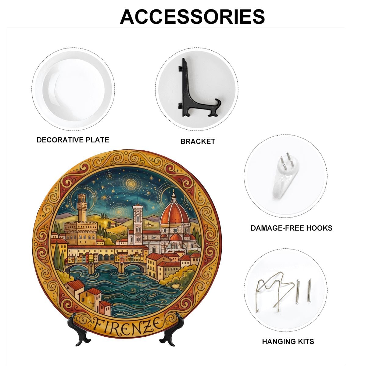Florence Decorative Display Plate Italian City Skyline Wall Art Tuscan Style Kitchen Home Accent Decor Italy Travel Souvenir Gift - Image 15