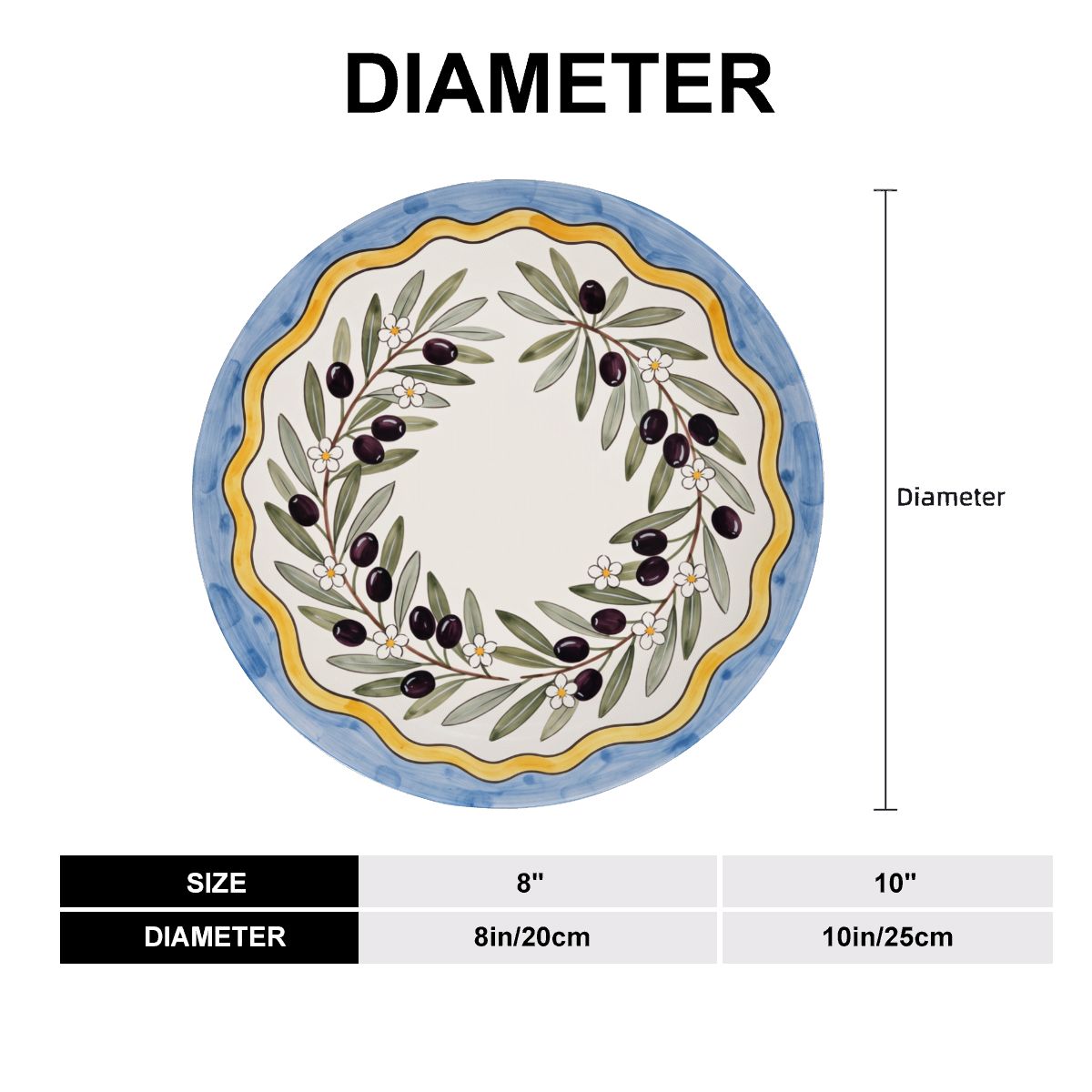 Olive Branch Decorative Display Plate Italian Countryside Aesthetic Tabletop Centerpiece Home Accent - Image 19