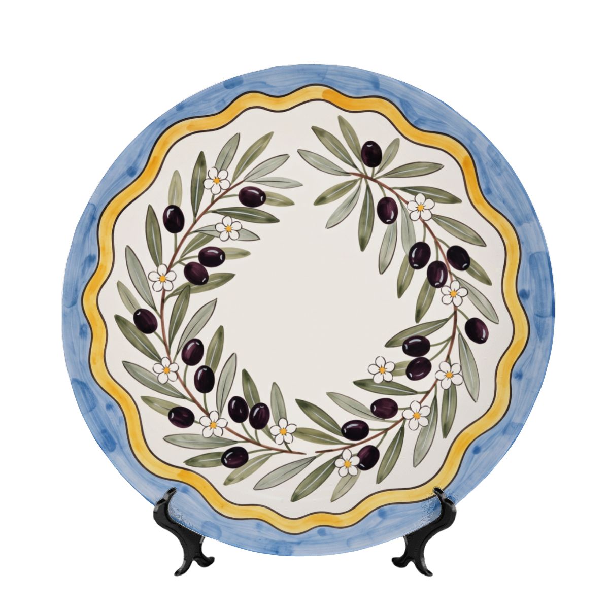 Olive Branch Decorative Display Plate Italian Countryside Aesthetic Tabletop Centerpiece Home Accent