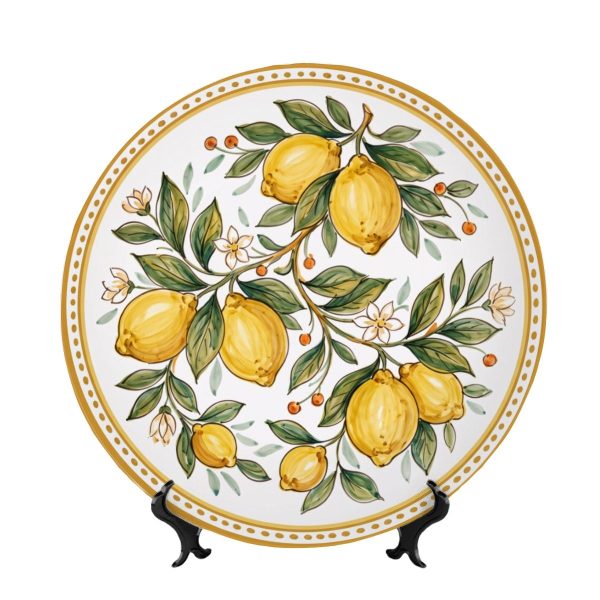 Amalfi Coast Lemon Branch Decorative Display Plate Yellow Citrus Summer Home Wall Art Decor Platter