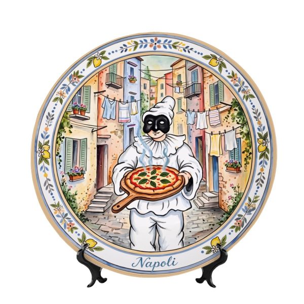 Pulcinella Naples Decorative Display Plate Italian Pizza Kitchen Wall Art Naples Souvenir