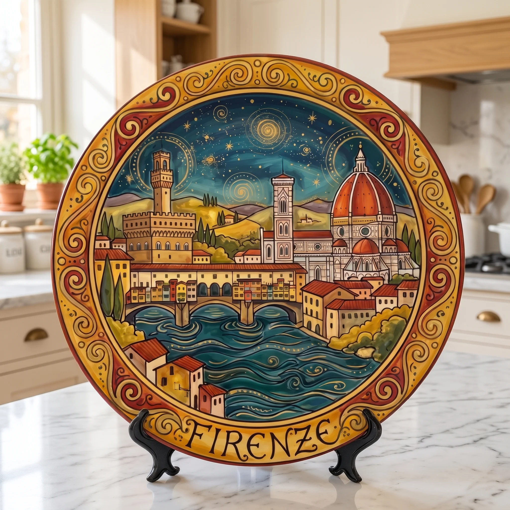 Florence Decorative Display Plate Italian City Skyline Wall Art Tuscan Style Kitchen Home Accent Decor Italy Travel Souvenir Gift - Image 2
