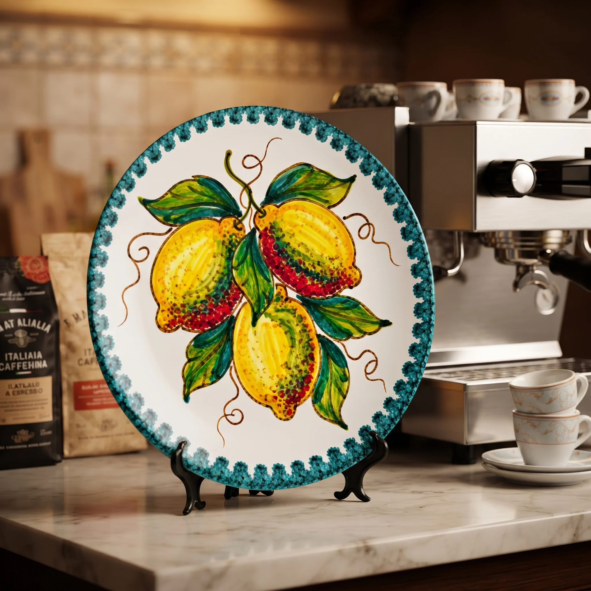 Majolica Inspired Lemon Decorative Plate Citrus Fruit Wall Hanging Home Decor Piece - Image 6