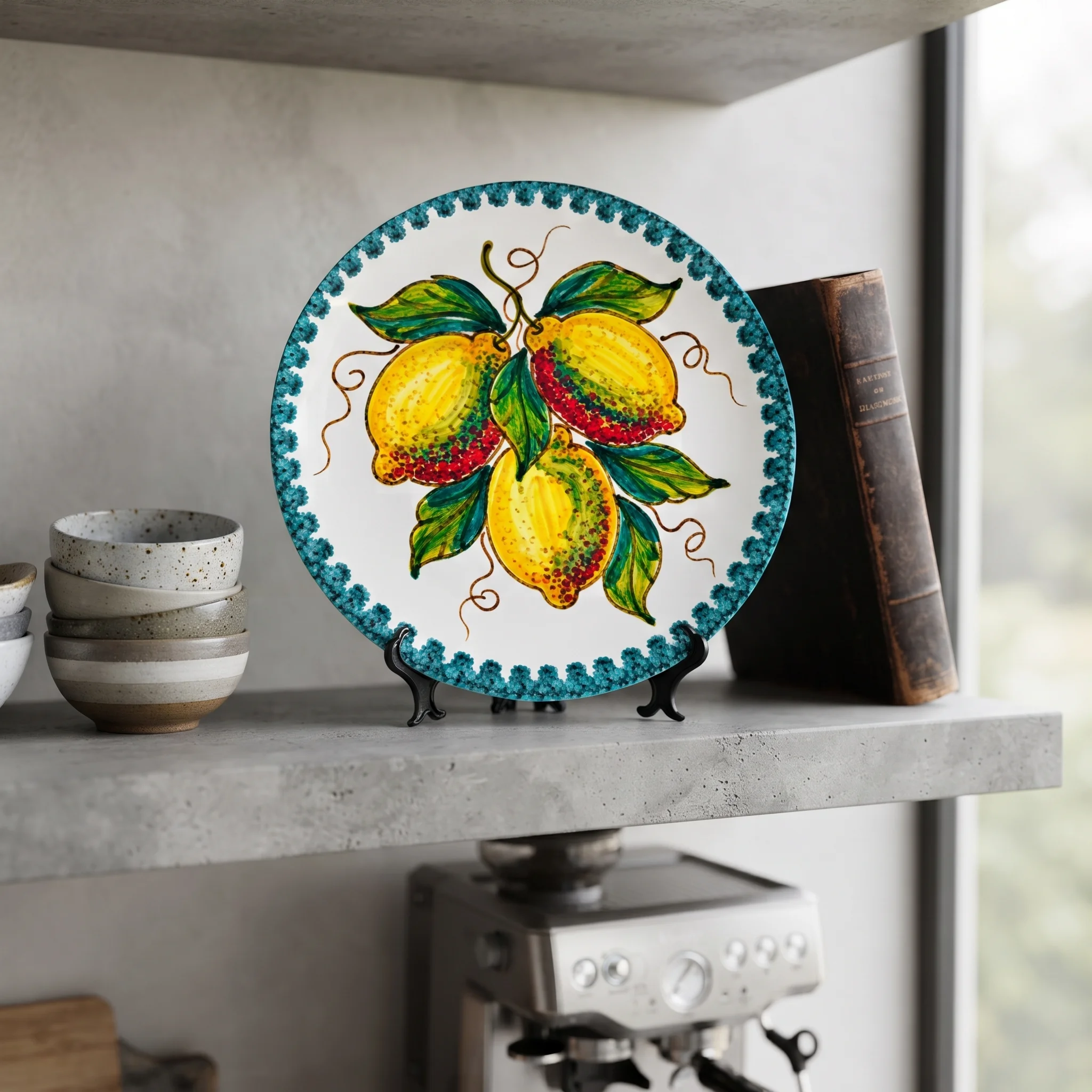 Majolica Inspired Lemon Decorative Plate Citrus Fruit Wall Hanging Home Decor Piece - Image 5