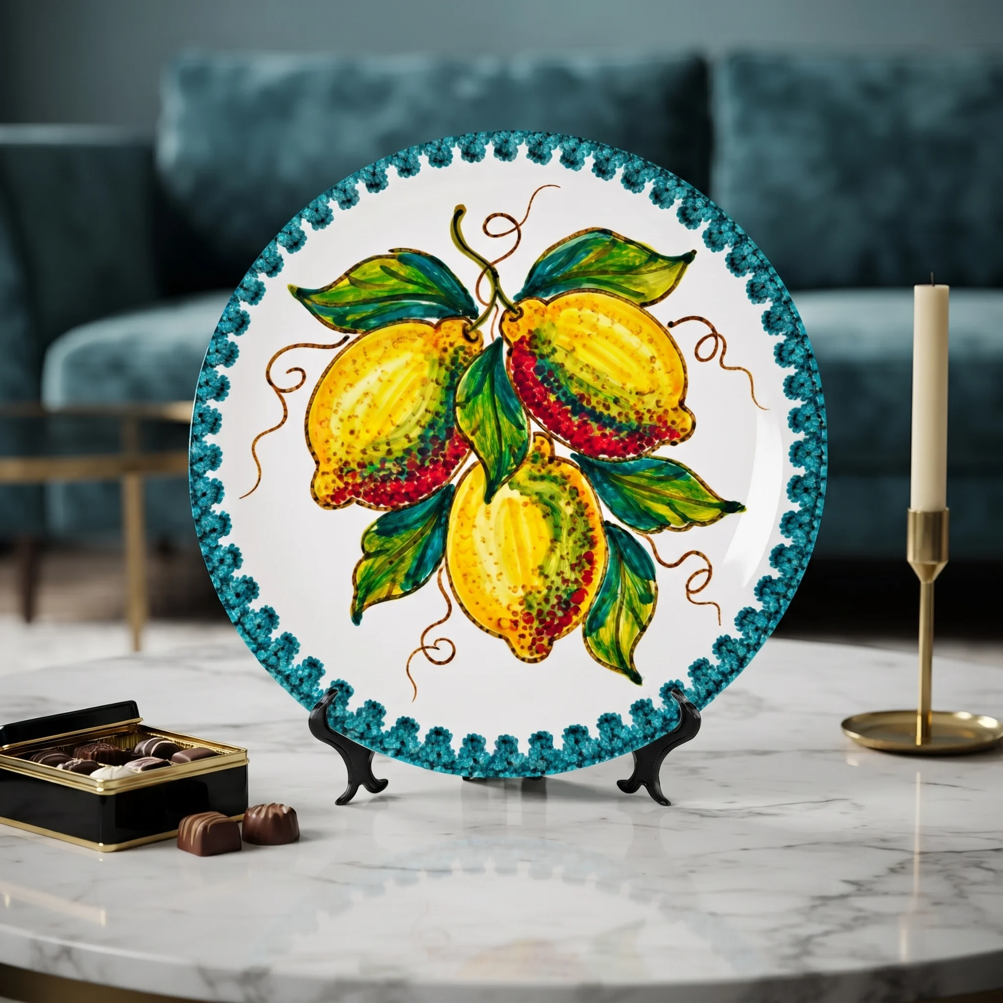 Majolica Inspired Lemon Decorative Plate Citrus Fruit Wall Hanging Home Decor Piece - Image 14