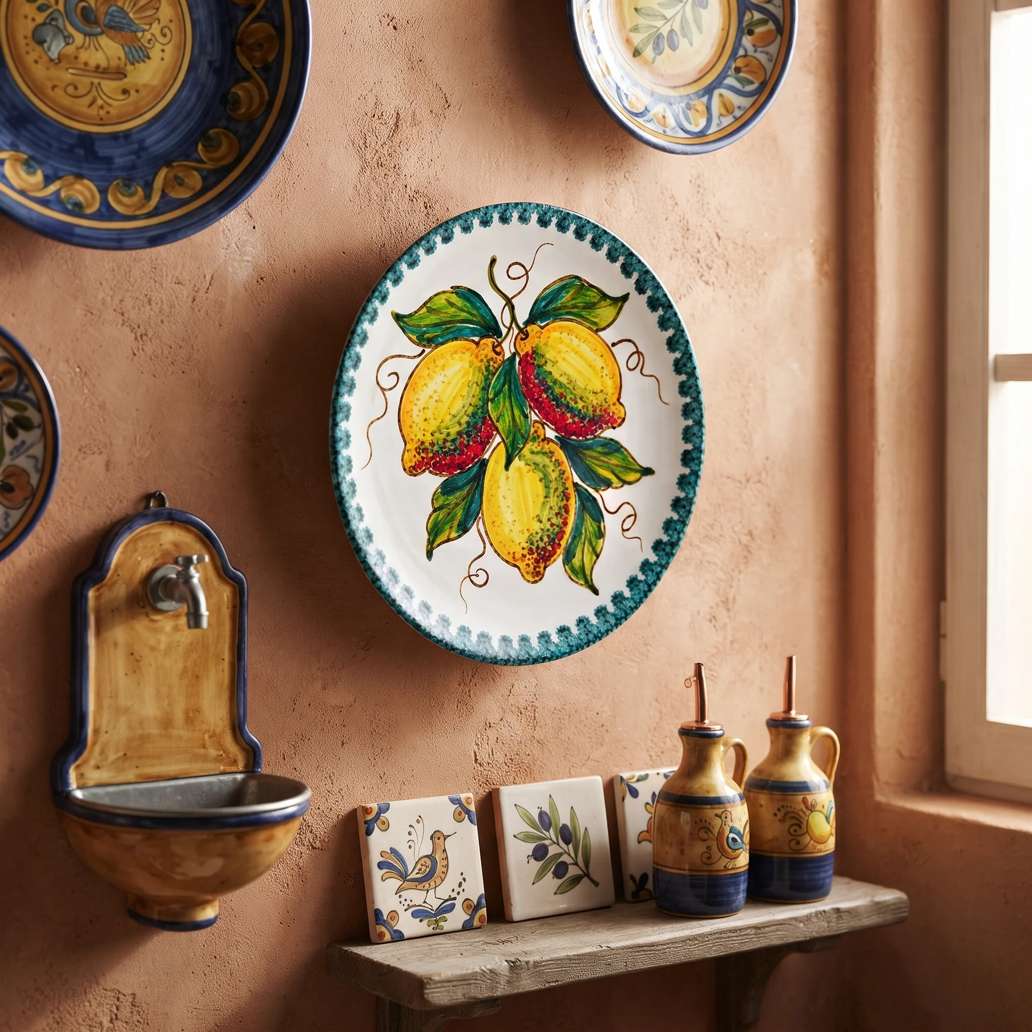 Majolica Inspired Lemon Decorative Plate Citrus Fruit Wall Hanging Home Decor Piece - Image 13