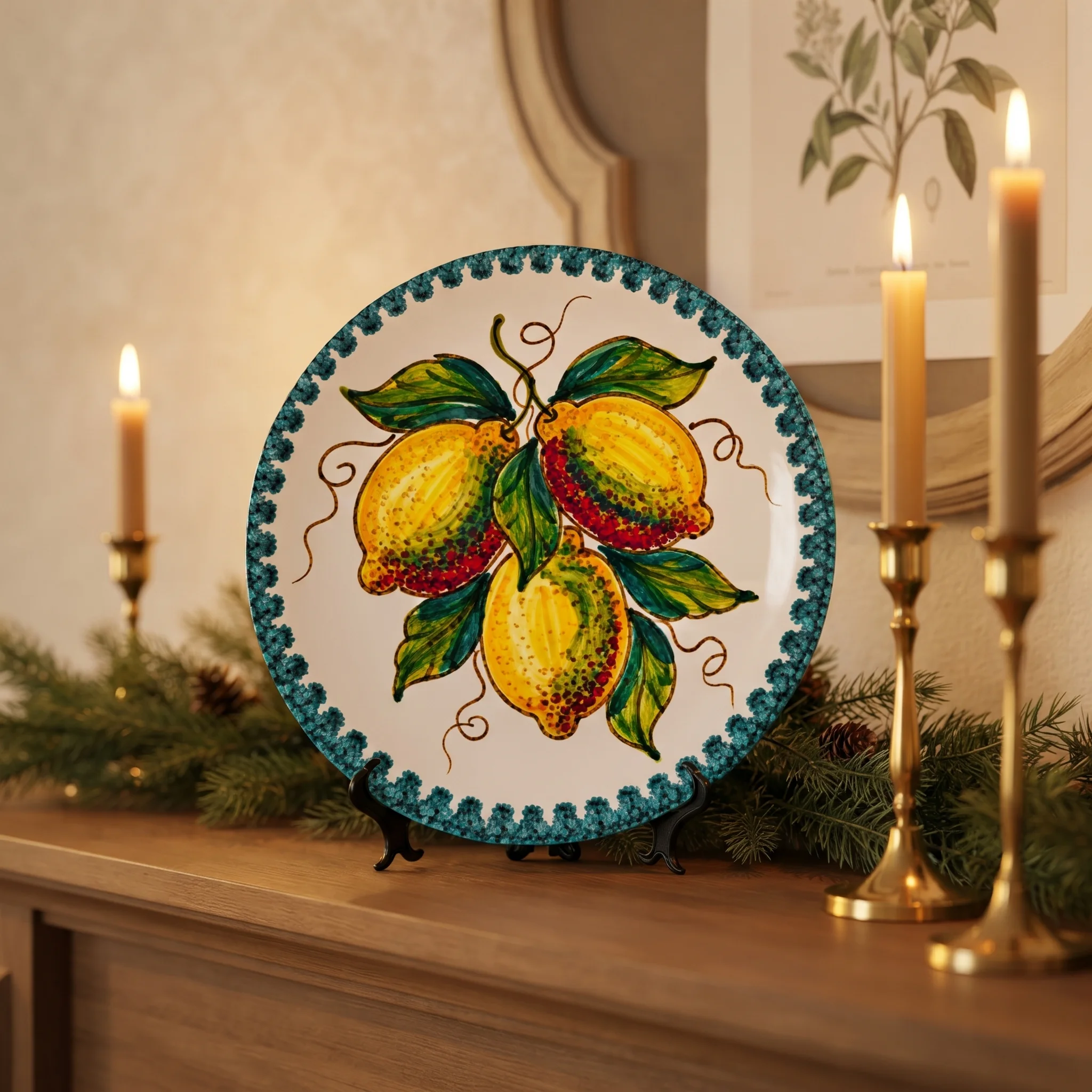 Majolica Inspired Lemon Decorative Plate Citrus Fruit Wall Hanging Home Decor Piece - Image 10