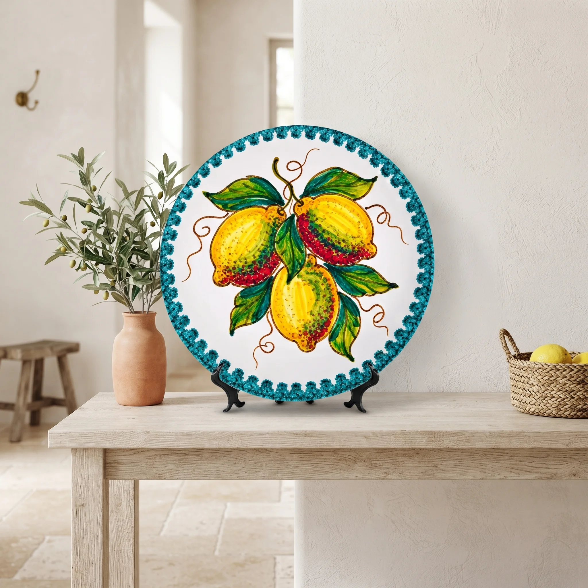 Majolica Inspired Lemon Decorative Plate Citrus Fruit Wall Hanging Home Decor Piece - Image 9