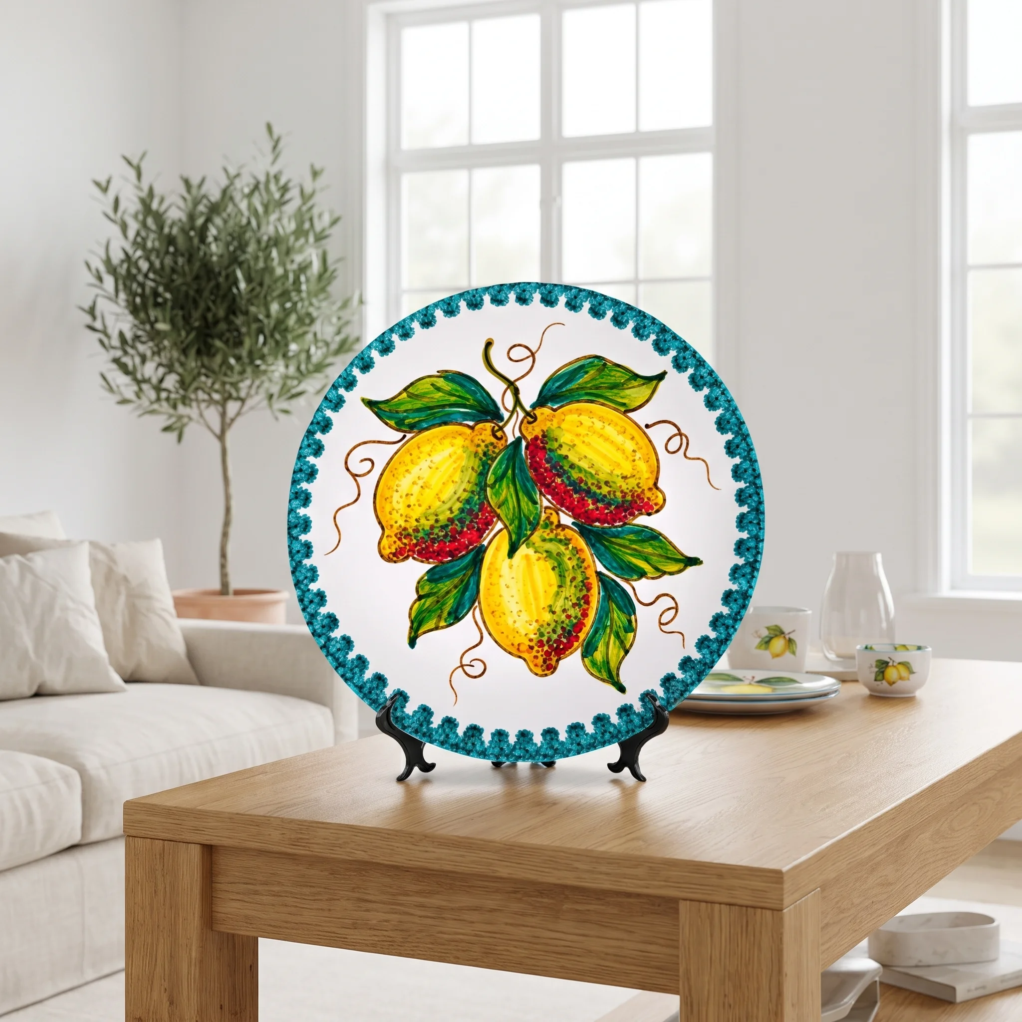 Majolica Inspired Lemon Decorative Plate Citrus Fruit Wall Hanging Home Decor Piece - Image 8