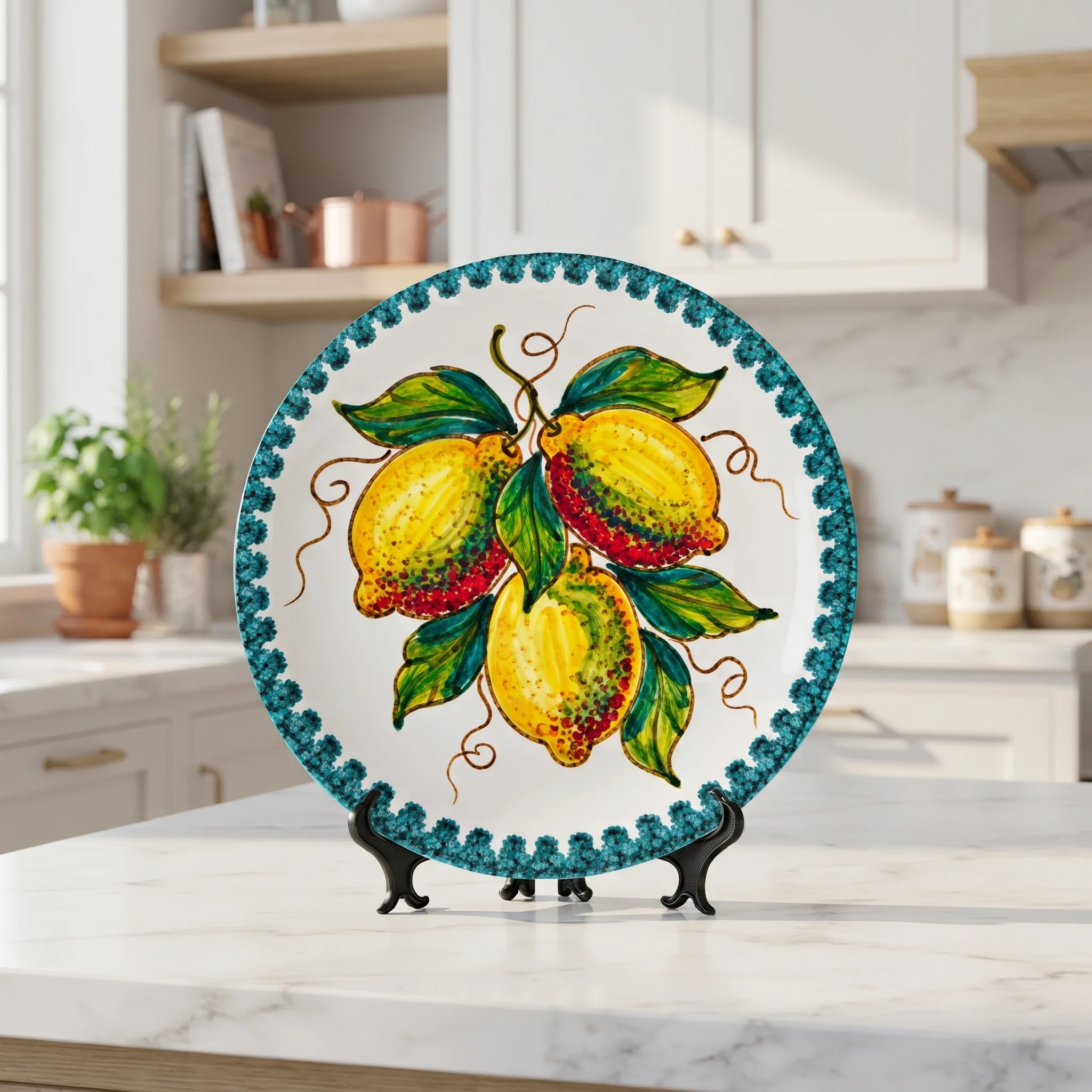 Majolica Inspired Lemon Decorative Plate Citrus Fruit Wall Hanging Home Decor Piece - Image 7
