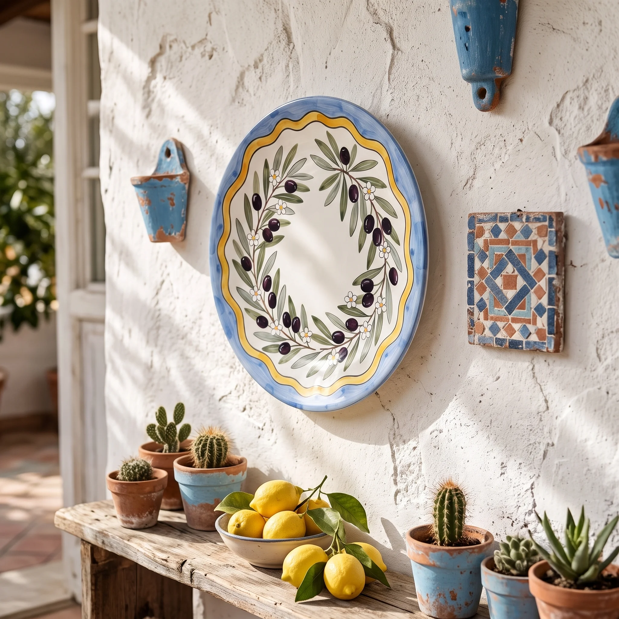 Olive Branch Decorative Display Plate Italian Countryside Aesthetic Tabletop Centerpiece Home Accent - Image 14
