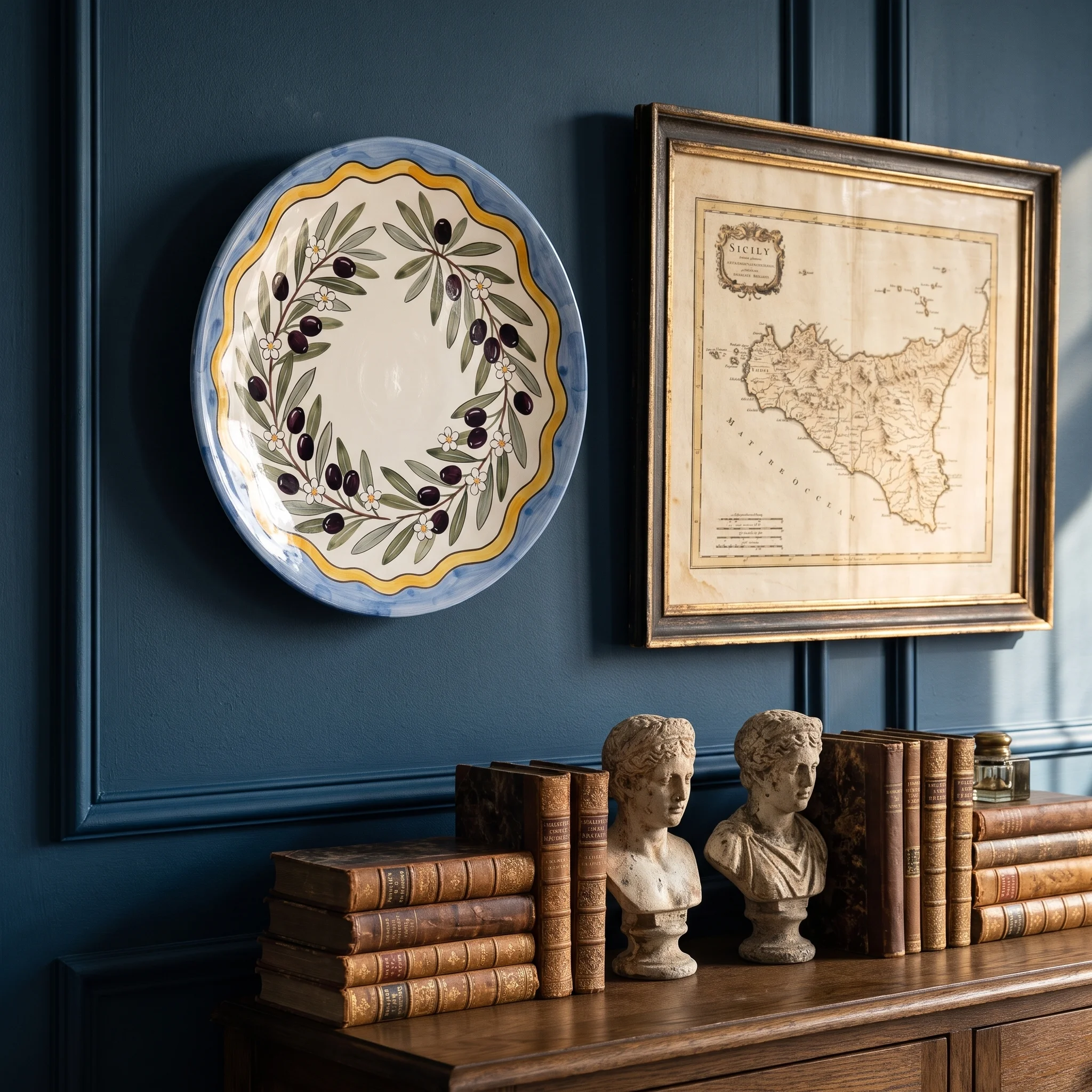 Olive Branch Decorative Display Plate Italian Countryside Aesthetic Tabletop Centerpiece Home Accent - Image 13