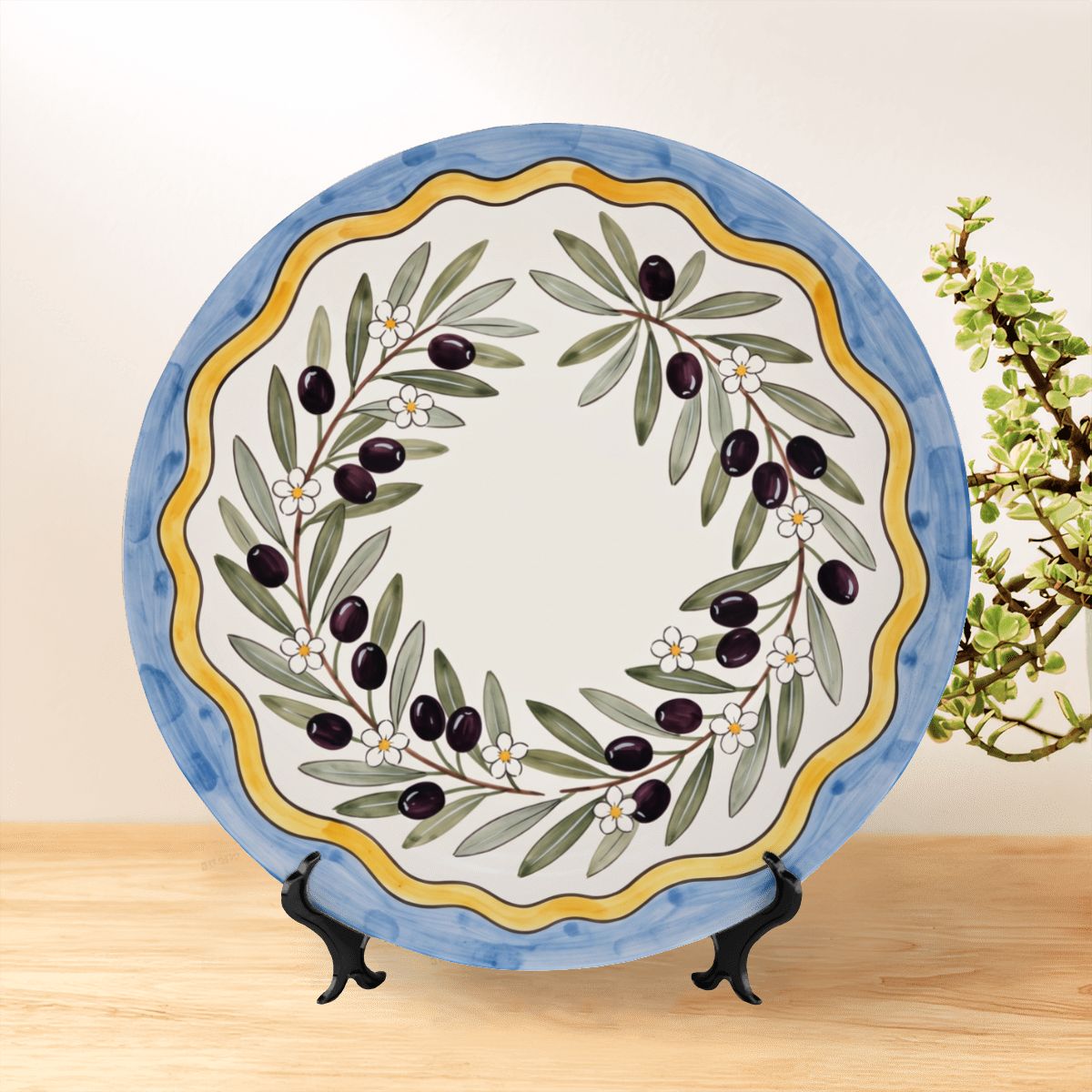 Olive Branch Decorative Display Plate Italian Countryside Aesthetic Tabletop Centerpiece Home Accent - Image 16