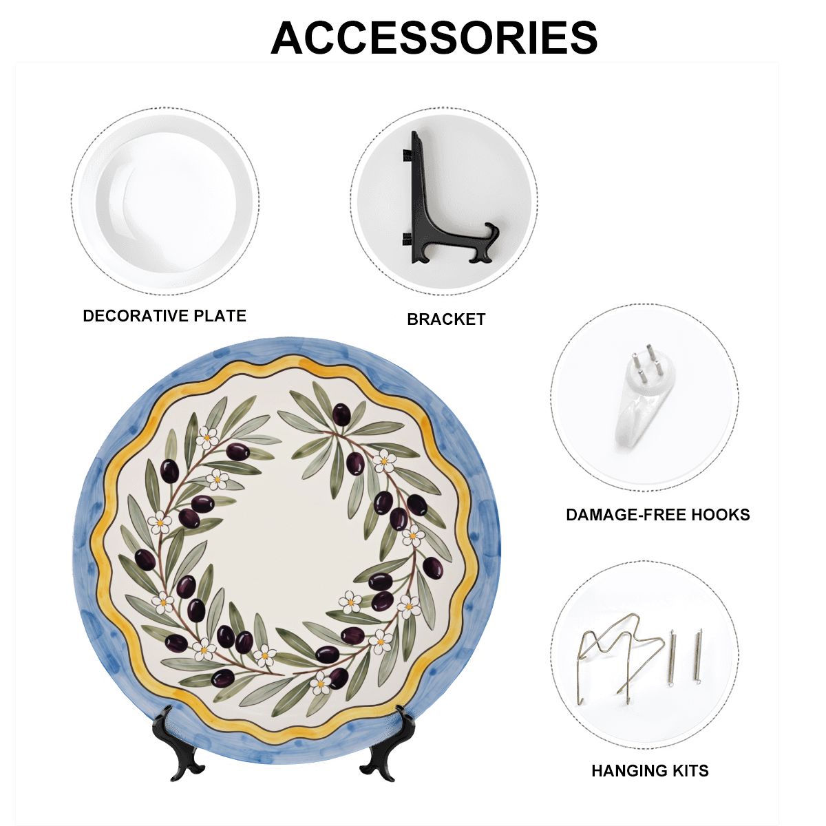 Olive Branch Decorative Display Plate Italian Countryside Aesthetic Tabletop Centerpiece Home Accent - Image 18